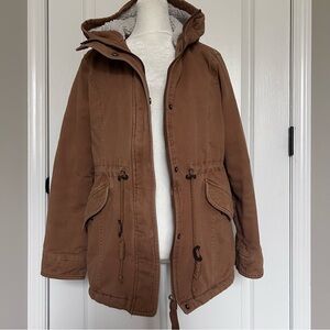 Sebby Women's Sherpa Lined Hooded Utility Parka Jacket Winter Coat Large